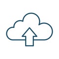 High quality dark blue outlined upload cloud icon on white background Royalty Free Stock Photo