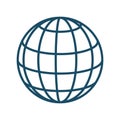 High quality dark blue outlined world, globe network icon