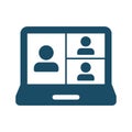 High quality dark blue video conference, webinar, meeting icon