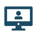 High quality dark blue video conference, webinar, meeting icon