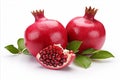 High quality detailed pomegranate isolated on white background for advertising and commercial use