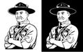 High Quality Robert Stephenson Smyth Baden Powell Vector Line art Black in white and white in black illustration Royalty Free Stock Photo