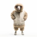 High-quality Fashion 3d Sheep Oud Bruin Full Body White Background