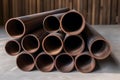 high quality Galvanized steel pipe or Aluminum and chrome stainless pipes in stack waiting for shipment in warehouse