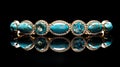 High Quality Gold Bracelet With Turquoise, Diamonds, And Rubies