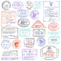 High Quality grunge Passport Stamp collection Royalty Free Stock Photo