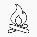 Hand drawn vector doodle illustration of a camp fire icon isolated on white background
