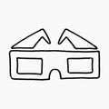 Hand drawn vector doodle icon of 3d movie glasses