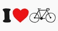 Hand drawn vector illustration representing the `I love bicycle` I love my bike concept isolated on white background