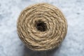 High-quality handmade coil made of natural hemp rope, isolated on a white background Royalty Free Stock Photo