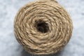 High-quality handmade coil made of natural hemp rope, isolated on a white background Royalty Free Stock Photo