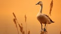 High-quality Hd Photograph Of Goose Perched On Brown Stem