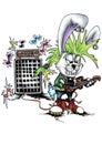 High quality Illustration of bunny rabbit punk musician mascot, cover, background, wallpaper Royalty Free Stock Photo