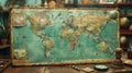 explore a vintage world map showcasing sustainable travel destinations, inspiring wanderlust and eco-conscious