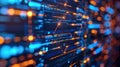 an image on a screen visually explains blockchain, displaying linked data blocks creating a tamper-proof ledger Royalty Free Stock Photo