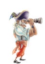 High quality Illustration of pirate mascot, cover, background, wallpaper