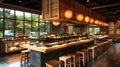 sushi bar with cozy lighting, wooden stools, and a traditional sushi counter offers an authentic japanese dining