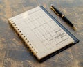 High quality image of calendar page, pen, and compact pocket planner for efficient organization Royalty Free Stock Photo