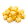 Pile of fresh pineapple chunks isolated on white background Royalty Free Stock Photo