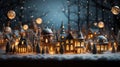 Enchanted Miniature Christmas Village. Generative Ai Royalty Free Stock Photo