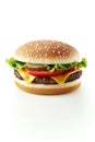 Classic cheeseburger on white background, AI generated illustration Royalty Free Stock Photo