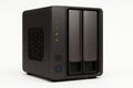 NAS Enclosure Mockup on White Background, Sleek Modern Network Storage Device for Tech and Data Royalty Free Stock Photo