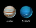 High quality jupiter galaxy astronomy neptune planet science globe cosmos star vector illustration.