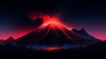 Minimalistic Volcano Art With Rich Colors And Converging Lines