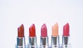 High quality lipstick. Daily make up. Cosmetics artistry. Lipstick for professional make up. Pick color which suits you Royalty Free Stock Photo