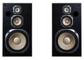 High quality loudspeakers.Hifi sound system in shop for sound recording studio.Professional hi-fi cabinet speaker box.Audio Royalty Free Stock Photo