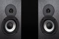 High quality loudspeakers.Hifi sound system in shop for sound recording studio.Equipment for record studios.Buy dj equip in music Royalty Free Stock Photo