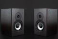 High quality loudspeakers.Hifi sound system in shop for sound recording studio.Equipment for record studios.Buy dj equip in music Royalty Free Stock Photo