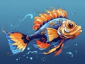 High Quality Mandarinfish Cartoon Character Include Flat Design and Line Art Version  Made With Generative AI illustration Royalty Free Stock Photo