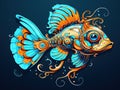 High Quality Mandarinfish Cartoon Character Include Flat Design and Line Art Version  Made With Generative AI illustration Royalty Free Stock Photo