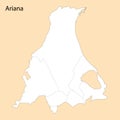 High Quality map of Ariana is a region of Tunisia