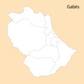 High Quality map of Gabes is a region of Tunisia Royalty Free Stock Photo
