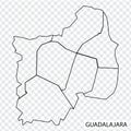 High Quality map of Guadalajara is a city United Mexican States , with borders of the districts. Map of Guadalajara