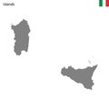 High Quality map Insular region of Italy, with borders