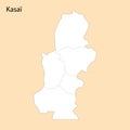 High Quality map of Kasai is a region of DR Congo