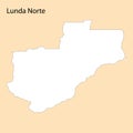 High Quality map of Lunda Norte is a region of Angola Royalty Free Stock Photo