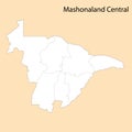High Quality map of Mashonaland Central is a region of Zimbabwe Royalty Free Stock Photo
