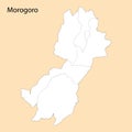 High Quality map of Morogoro is a region of Tanzania Royalty Free Stock Photo