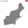 High Quality map of Northeast region of United States of America with borders Royalty Free Stock Photo