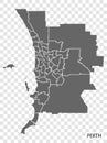 High Quality map of Perth is a city of Australia, with borders of the regions. Map of Perth