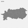 High Quality map is a province of Turkey Royalty Free Stock Photo