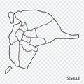 High Quality map of Seville is a city of Spain , with borders of the districts. Map of Seville for your web site design, app, UI