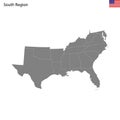 High Quality map of South region of United States of America wit Royalty Free Stock Photo