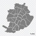 High Quality map of Turin is a city Italy, with borders of the regions. Map Turin of Piedmont your web site design, app, UI.