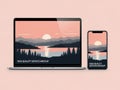 High quality devices mockup with nature scene Royalty Free Stock Photo