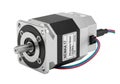 High-quality nema 17 stepper motor with three wires and metallic casing on a white background Royalty Free Stock Photo